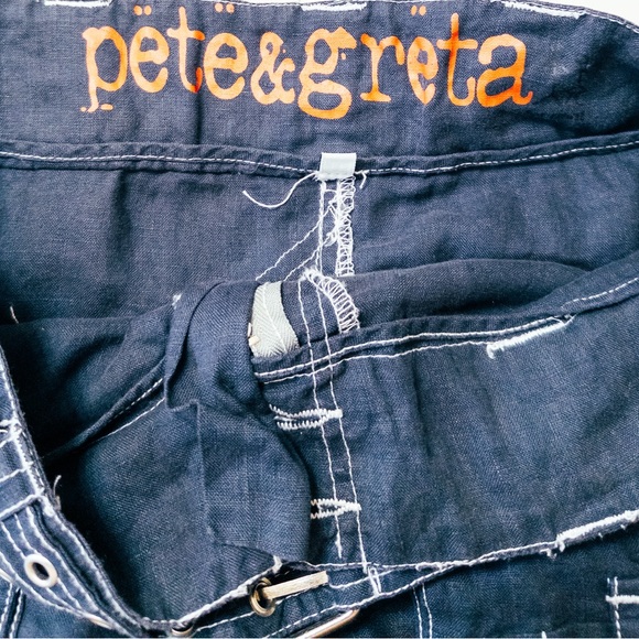 BOGO++ PETE & GRETA by JOHNNY WAS NAVY LINEN CARGO SKIRT - Picture 3 of 5